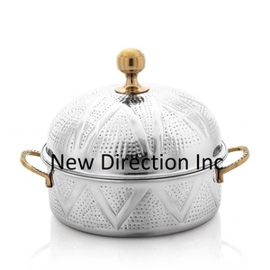 Casseroles à double paroi servant une marmite en acier inoxydable de qualité supérieure cuisine durable décor de restauration récipient alimentaire marmite chaude - Product Image 1