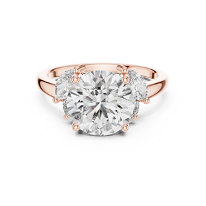 LUXURY 3CT LAB GROWN ROUND CUT <b>DIAMOND</b> <b>RING</b> WITH 0.8CT SIDE STONE SET IN 18KT ROSE GOLD DAILY WEAR ENGAGEMENT WEDDING - Product Image 4