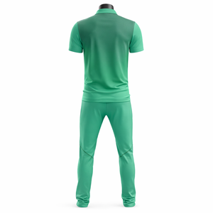Conjunto de Uniforme de Cricket Verde Unisex Sublimado de Manga Corta con Bloques de Color, Pantalones con Cintura Elástica, Ajuste Atlético que Absorbe la Humedad - Product Image 4
