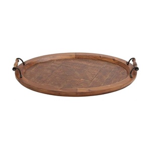 Vajilla de decoración de mesa, bandejas de madera para servir comida, bandeja de madera de forma redonda de tendencia superior para fiesta de boda - Product Image 5