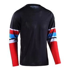 TBF-140 Léger Maille Tissu Imprimé Moto Jersey Couleur Bloc Conception Race-Ready Fit Manches Longues Respirant Plus La Taille - Product Image 2