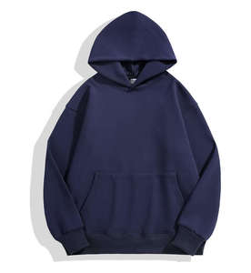 Fabricant de pulls courts personnalisés pour hommes, sweat à capuche en molleton, coton surdimensionné, gris, solide, sans ficelles, teint uni, grands vêtements d'hiver - Product Image 6