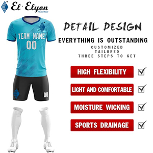 เสื้อฟุตบอลคอวีแห้งเร็วระบายอากาศได้ดีแขนสั้น100% โพลีเอสเตอร์สไตล์ย้อนยุคไร้รอยต่อน้ำหนักเบา - Product Image 2