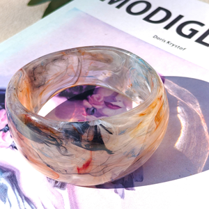 Nueva Pulsera de Resina Acrílica Transparente Teñida con Diseño de Concha de Tortuga, Exagerada e Irregular - Product Image 3