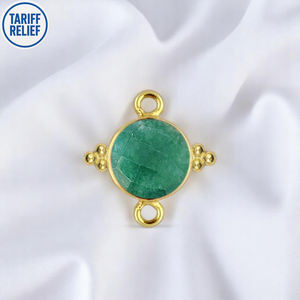 Emerald DIY Round Birthstone Faceted <b>Charms</b> Connectors Handmade Jewelry 925 <b>Silver</b> Double Bail <b>Bracelet</b> Connectors Wholesale - Product Image 1