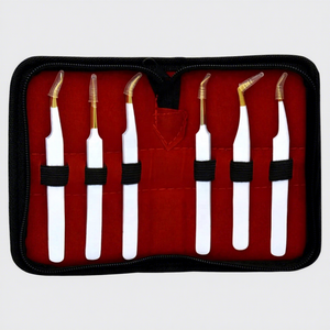 Pince à épiler pour extensions de cils TEEJAY, best-seller, haute précision, en acier inoxydable, testée à la main, lot de 6 avec étui, personnalisation OEM - Product Image 1