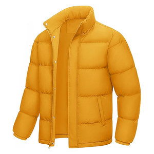 Men's Casual Puffer Jacket Winter <b>Coat</b> Warm Stand Collar Solid Zipper Windproof <b>Heated</b> Nylon OEM Service Front Logo Customized - Product Image 4