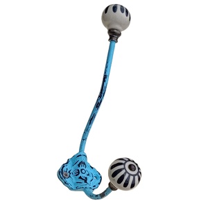 Shabby Chic Cast Iron <b>Coat</b> and Hat <b>Hooks</b> Light Green Wash with Ceramic Knobs Wall Mounted Chic & Stylish Home <b>Decor</b> - Product Image 4