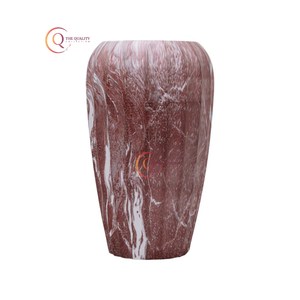 แจกันดอกไม้หินอ่อนทำด้วยมือสำหรับตกแต่งบ้านแจกันด้วยเฉดสีแดงและสีขาวอุปกรณ์ตกแต่งบ้านกระถางดอกไม้ - Product Image 3