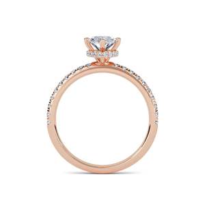 Anillo de Compromiso con Halo Oculto y Corte Marquesa para Mujer - Product Image 2