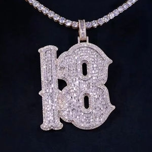 Rond Cut Iced Out VVS Moissanite Diamant Pendentif Hip Hop Style Pendentif Cadeau D'anniversaire Pour Hommes En Argent Sterling 925 - Product Image 3