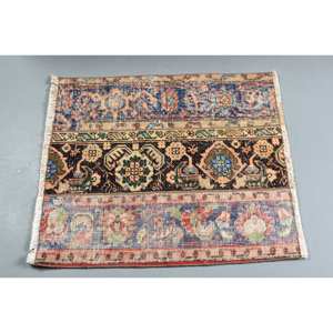 Alfombra de lana azul y beige tradicional hecha a mano, diseño de retazos rectangulares de 2,2x2,6 pies, respaldo de látex, para sala de estar, dormitorio, pasillo, alfombras nuevas - Product Image 3