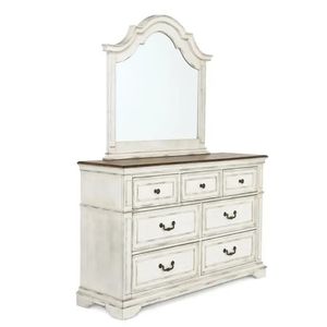 Ensemble de chambre à coucher classique français de luxe en bois massif, lit capitonné taille Queen, collection de meubles pour appartement, villa, maison - Product Image 5