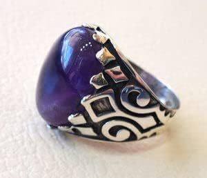 Wholesale <b>Men</b> Ring Natural Amethyst Gemstone February Birthstone Arabic Turkey <b>Mens</b> Signet Ring <b>Jewelry</b> 925 Sterling Silver Ring - Product Image 5