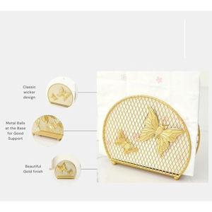 Papillon Designer Or Porte-Serviettes Rond Porte-Serviettes Antique Table Décor Porte-Serviettes Pour Les Fêtes De Noël Décor - Product Image 3