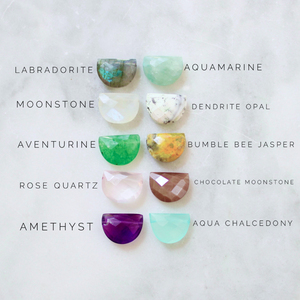 Labradorite Half <b>Moon</b> Gemstone Wire Chain Necklace Aqua Chalcedony rainbow Moonstone 925 Silver Gold Plated Handmade Necklaces - Product Image 2