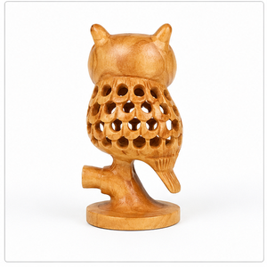 Handmade Eco-Friendly Durable Wooden <b>Owl</b> Sculpture <b>Carved</b> Figure Rustic Animal Decor for Living Room Tabletop Display - Product Image 5
