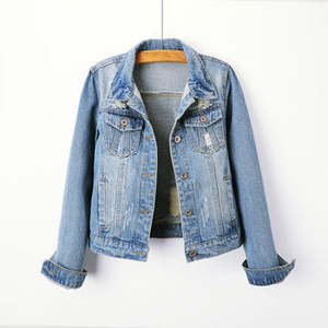 Chaud nouveau élégant Denim vestes mode tendance lâche plaine Pera Jean manteau classique lâche femmes Bomber Jacke - Product Image 5