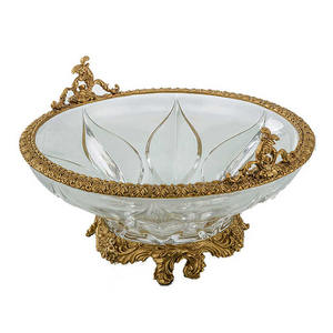 Assiette de fruits en cristal en laiton de luxe grande maison hôtel Table décoration accessoire artisanat métal Art pour les mariages Ramadan nouveau - Product Image 1