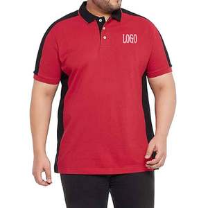 Camisa Roja Personalizada de Corte Regular para Hombre con Rayas Negras en los Hombros, Tejido de Poliéster/Algodón Acanalado para el Cuello, Impermeable y de Secado Rápido - Product Image 1
