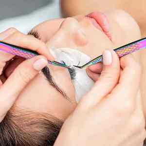 ชุดแหนบต่อขนตาปลายโค้งตรงปลายขนตาแหนบเคลือบไทเทเนียมสีรุ้งพร้อมที่ยึดเพชร - Product Image 5