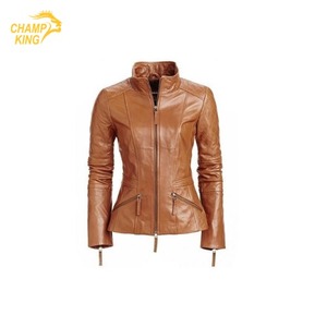 Veste en cuir pour femme de haute qualité, écologique, hiver, cuir luxueux, boutons, fermeture éclair - Product Image 1