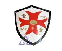 Escudo de Guerrero de la Cruz Templaria Roja con Cuadrícula en W, Armadura de Batalla, Disfraz de Cosplay Rojo para Halloween, Regalos