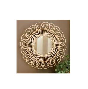 Gorgeous <b>rattan</b> wall <b>mirror</b> artistic round frame ideal for boho chic living rooms yoga spaces and rustic bedrooms - Product Image 3
