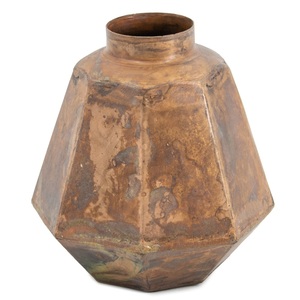 Stunning decorative metal iron flower <b>vase</b> with bold geometric accents suitable for modern eclectic and minimalist home decor - Product Image 1