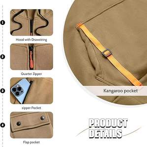 Sweat à capuche polaire décontracté à manches longues pour hommes 1/4 pulls à fermeture éclair - Product Image 3