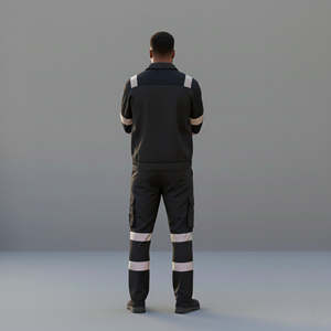 ชุดทำงานนิรภัยแบบสะท้อนแสงสูง ความปลอดภัยสูง ผลิตตามสั่ง OEM ปี 2026 ชุดคลุมทำงานแบบ Hi-Vis พร้อมแถบสะท้อนแสง ชุดเอี๊ยมผู้ชาย - Product Image 6