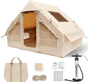 Tente Gonflable Portable Étanche en Oxford pour Camping, Abri Rapide à Monter, Cabane de Glamping pour 3-4 Personnes, Une Chambre et un Salon - Product Image 1