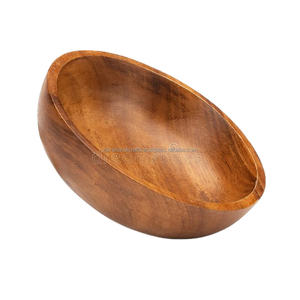 Cuencos de madera de diseño fresco para servir comida, madera Natural pulida y brillante, ideal para fiesta festiva, restaurante y cocina - Product Image 1
