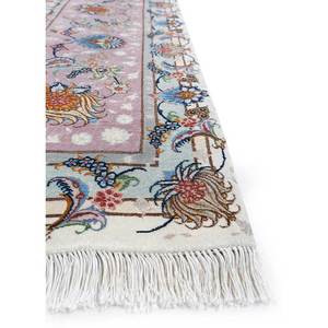Tapis en laine noués à la main Aalam Ivory pour la maison, le salon, la chambre, le couloir - Avec motif médaillon abstrait Tabriz fait main - Product Image 4