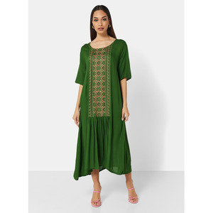 ÚLTIMO VESTIDO DE KAFTAN JALABIYA ÁRABE CON ESTAMPADO CORTO DE COLOR VISCOSA SUAVE CON ESTILO FRONTAL - Product Image 3