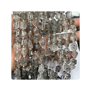 Venta al por mayor pepitas de piedra facetadas de punto negro natural de 8 pulgadas de alta calidad 10-12mm aprox. Tamaño Premium para la fabricación de joyas - Product Image 2