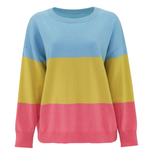 Fabricant de vêtements Pull rayé de haute qualité Mode printemps-hiver Coton lourd en molleton Tricoté à la main Sweat-shirt pour femmes - Product Image 2