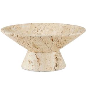 Bol décoratif artisanal en pierre de travertin compacte pour étagère, table console et décoration intérieure moderne - Product Image 3