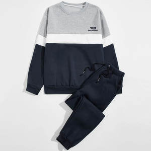 Ensemble de survêtement en tissu doux pour homme, en coton, deux pièces, coupe décontractée, tenue pour tous les jours, streetwear, gym, fitness - Product Image 1