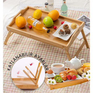 Plateau de service pliable en bambou écologique de haute qualité 30x50cm, compatible micro-ondes - Product Image 4