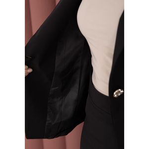 Conjunto de Dos Piezas de Blazer y Falda Estilo Business Casual en Negro con Decoración de Botones - Product Image 5