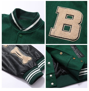 Chaqueta Varsity Personalizada OEM para Equipo, Chaqueta Bomber de Invierno de Alta Calidad con Parches de Camuflaje, Cuello Alto, Estilo Universitario de Béisbol para Hombre - Product Image 2