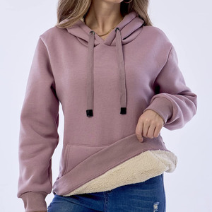 Sudaderas con capucha de lana de punto de manga larga de Color sólido en blanco para mujer y sudaderas con capucha para mujer primavera Otoño Invierno - Product Image 2