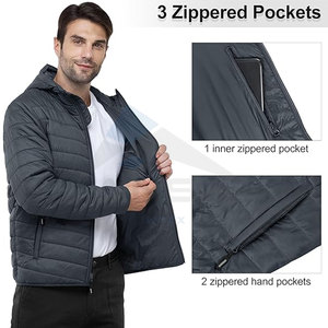 High Quality Men's Hooded Winter <b>Jacket</b> Lightweight, <b>Packable</b>, Insulated Coat for Fall, Spring, Winter Factory Direct OEM Bulk - Product Image 3