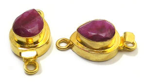 Rubí piedra preciosa 1 hebra 2 hebras y 3 hebras cierre de caja redonda 18K chapado en oro 23X12X10MM Cierre de fabricación de joyas B750 - Product Image 2