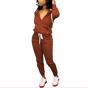 Pantalon de survêtement en molleton de polyester imprimé de logo personnalisé pour femmes et ensemble de jogging unisexe à capuche zippée costumes vierges avec style de poche - Product Image 3