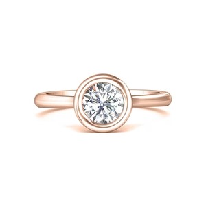 Bague solitaire élégante avec diamant rond de laboratoire de 0,90 ct, qualité F-VS2, sertie clos, style classique, en or massif 14 carats, pour fiançailles - Product Image 1