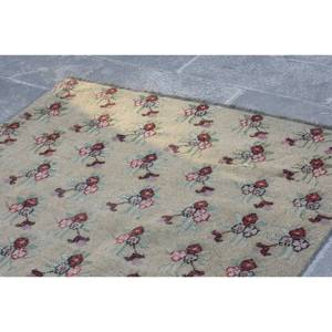 พรมขนแกะสีเบจแบบดั้งเดิมที่4x9.7ft การออกแบบเย็บปะติดปะต่อกันแบบตุรกีสำหรับทางเข้าหรือห้องนั่งเล่นพรมยางรองข้างเตียง - Product Image 4