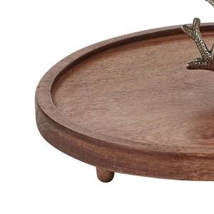 Support à gâteau à 2 niveaux en bois avec tige en métal corail, plateau de service à étages, support décoratif pour gâteau, idéal pour les fêtes sur le thème de la plage et la décoration intérieure. - Product Image 6