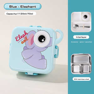 Lonchera Infantil de Acero Inoxidable con Diseño de Elefante de Carnaval, Tapa de Plástico Libre de BPA, Compartimento Único, Apta para Calentar, Estilo Adorable - Product Image 6